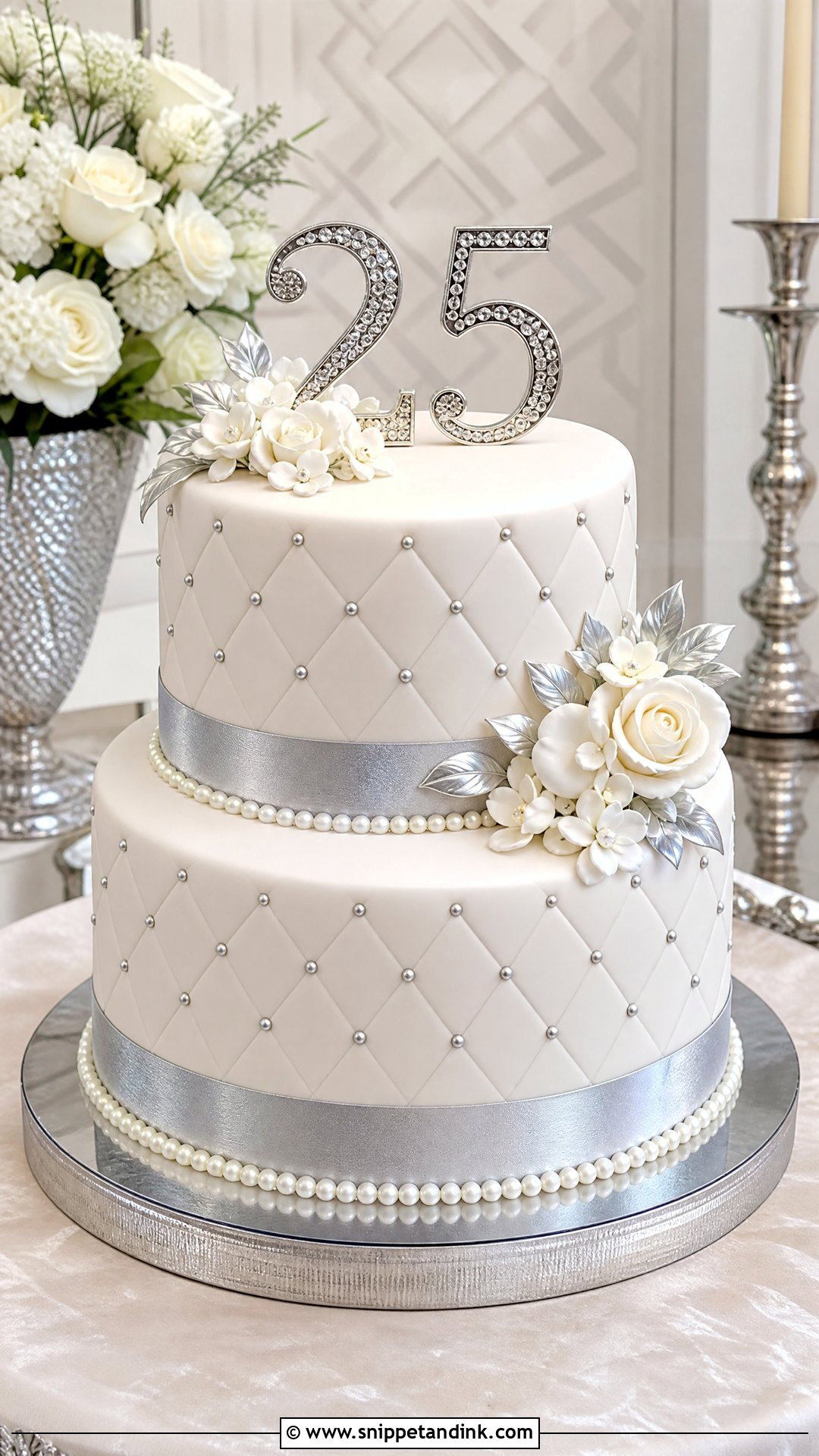 25th Anniversary Fondant Cake - Snippet and Ink - 30 25th Anniversary Cake Ideas