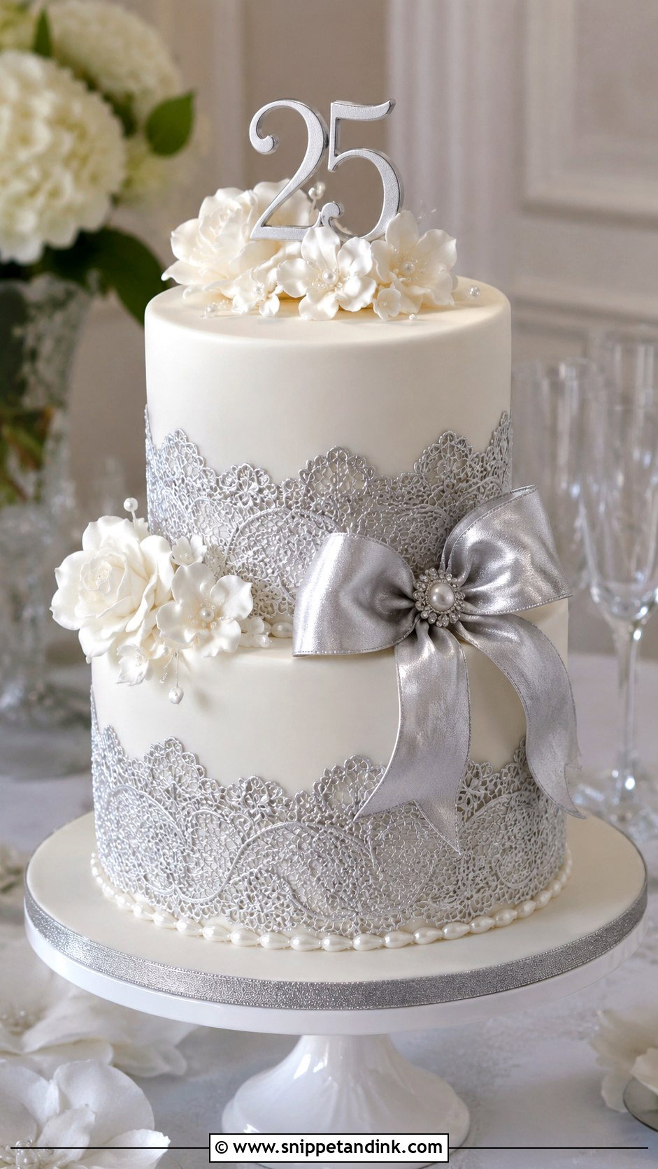 25th Anniversary Fondant Cake - Snippet and Ink - 20 25th Anniversary Cake Designs