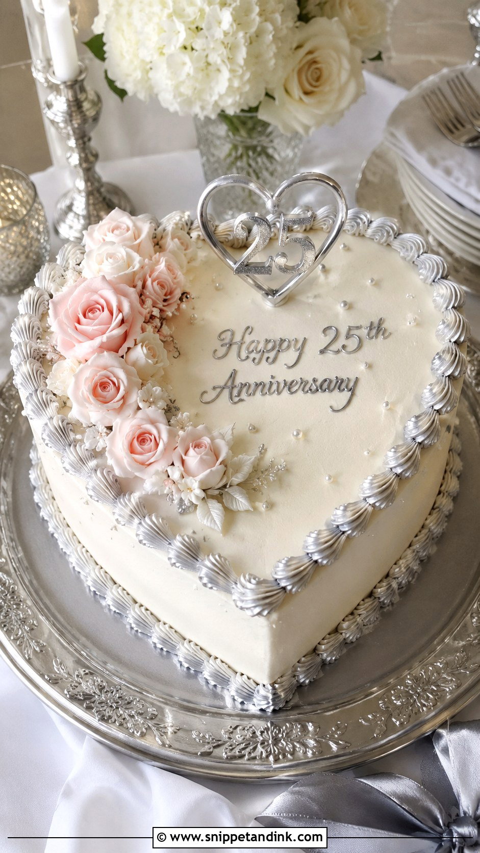 25th Anniversary Heart Cake - Snippet and Ink - 20 25th Anniversary Cake Designs