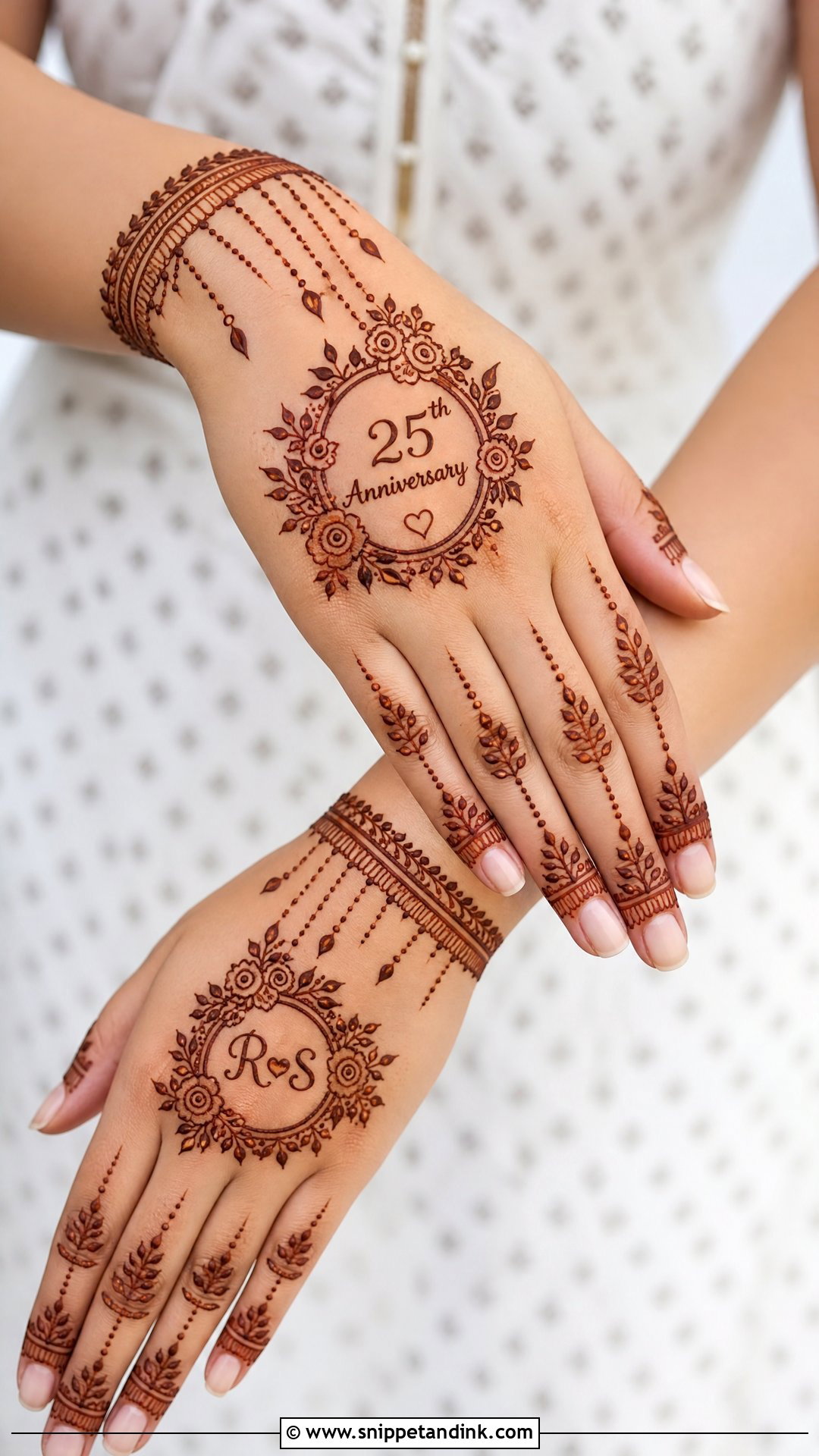 25th Anniversary Initials Mehndi Design - Snippet and Ink - 20 25th Anniversary Mehndi Design Ideas