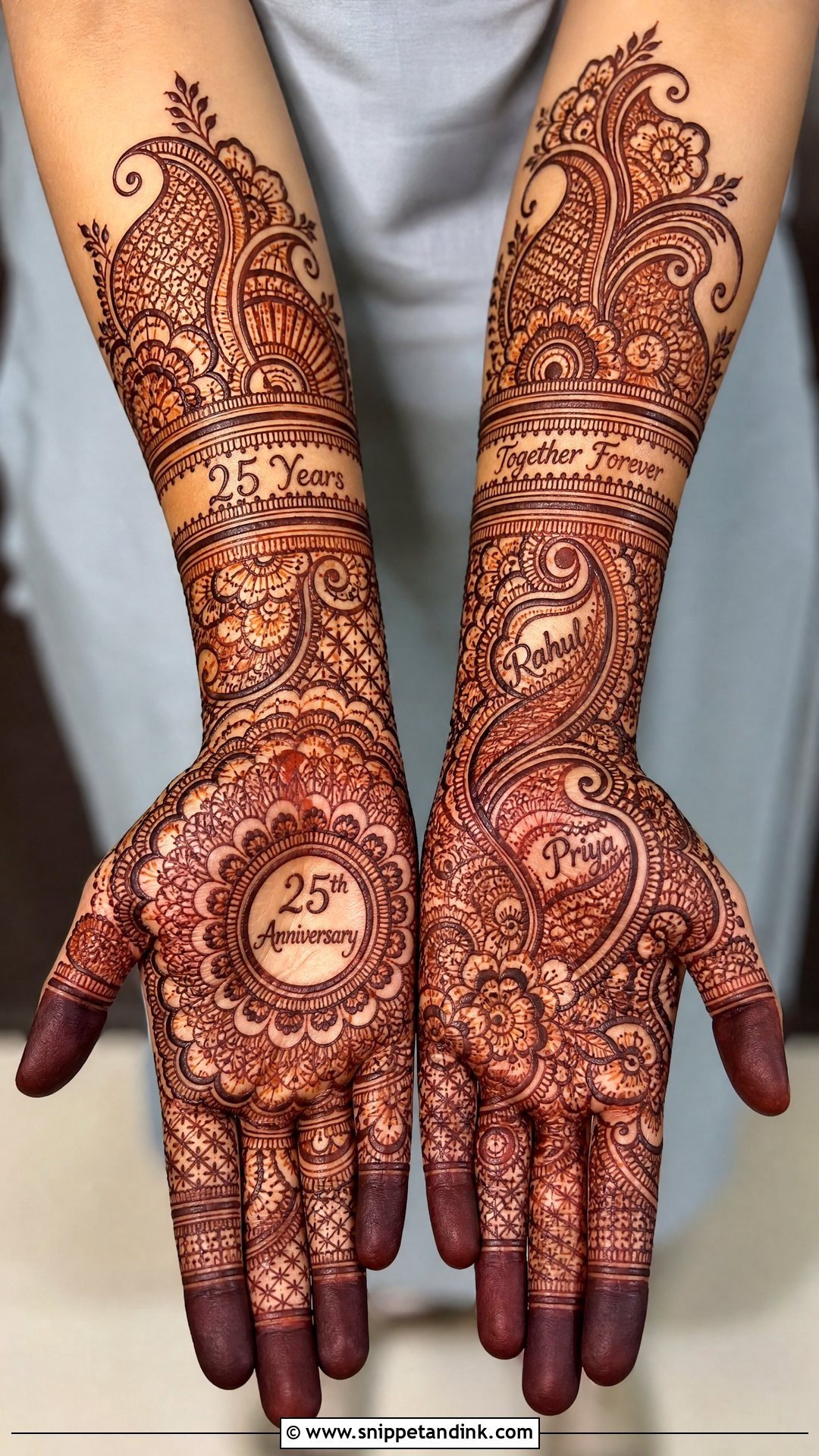 25th Anniversary Name Mehndi Design - Snippet and Ink - 20 25th Anniversary Mehndi Design Ideas