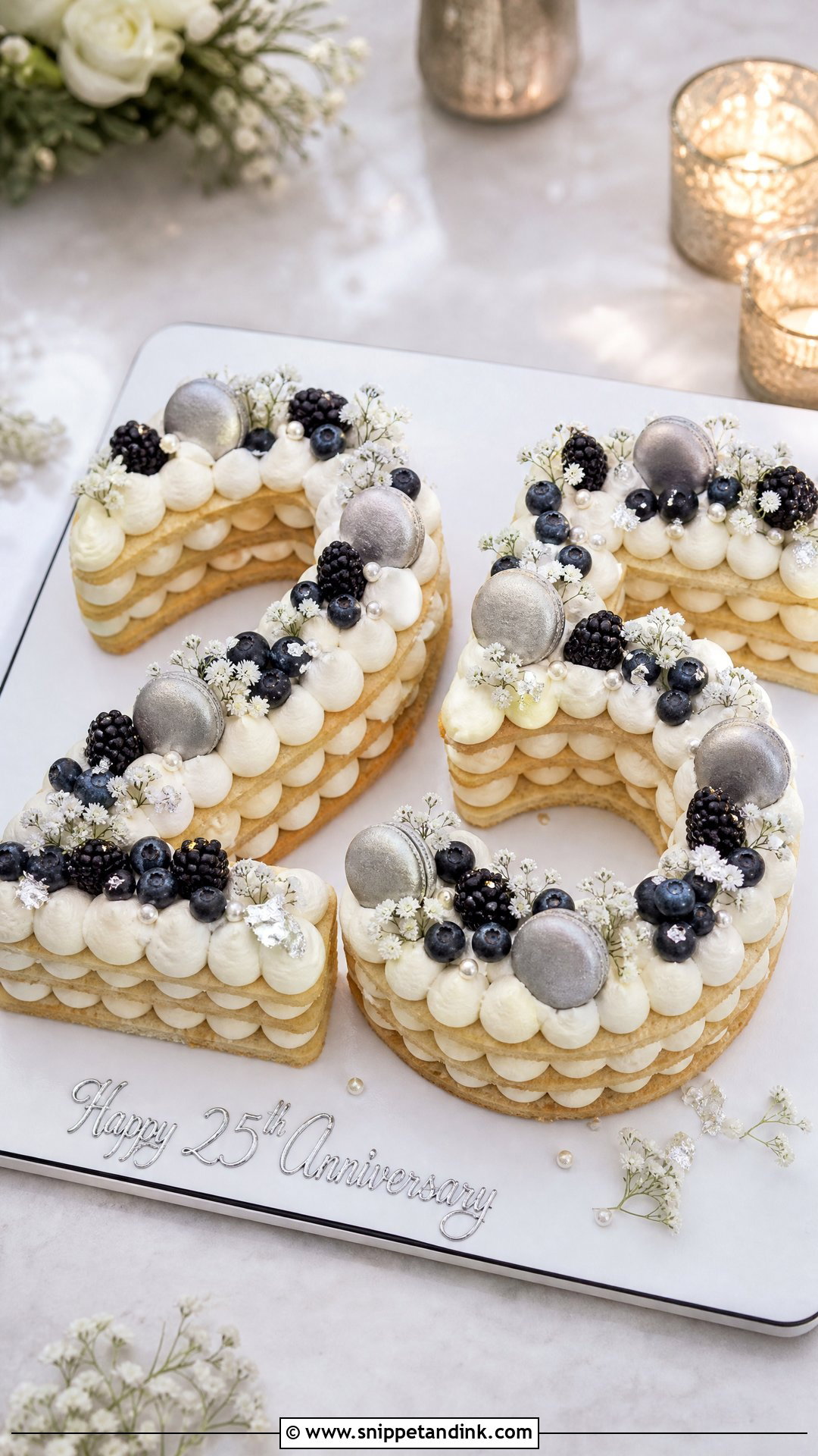 25th Anniversary Number Cake - Snippet and Ink - 30 25th Anniversary Cake Ideas