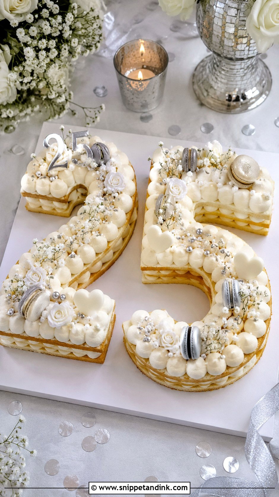 25th Anniversary Number Cake - Snippet and Ink - 20 25th Anniversary Cake Designs