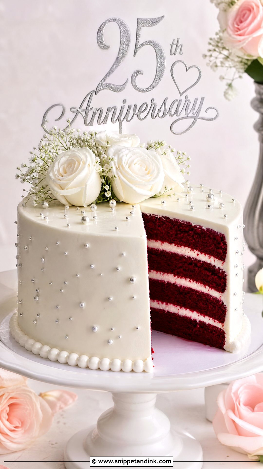 25th Anniversary Red Velvet Cake - Snippet and Ink - 30 25th Anniversary Cake Ideas