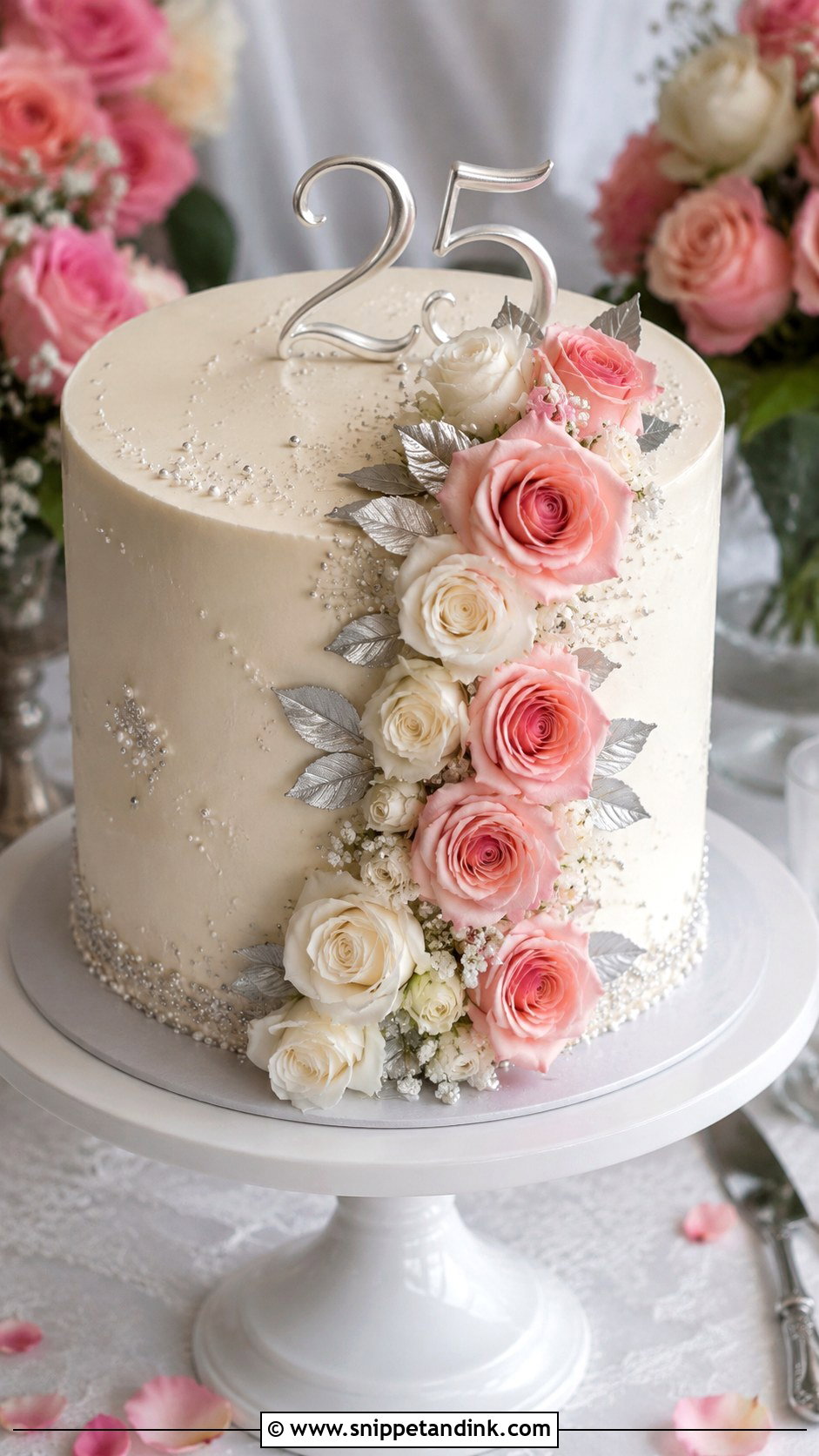 25th Anniversary Rose Cake - Snippet and Ink - 20 25th Anniversary Cake Designs
