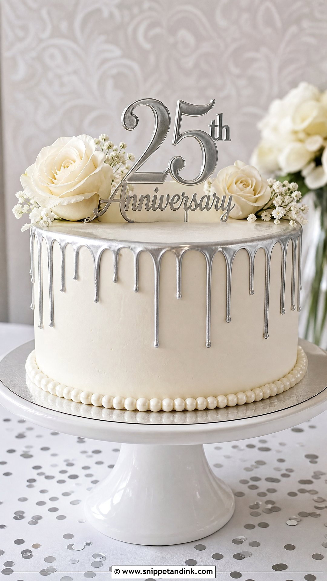 25th Anniversary Round Cake - Snippet and Ink - 30 25th Anniversary Cake Ideas