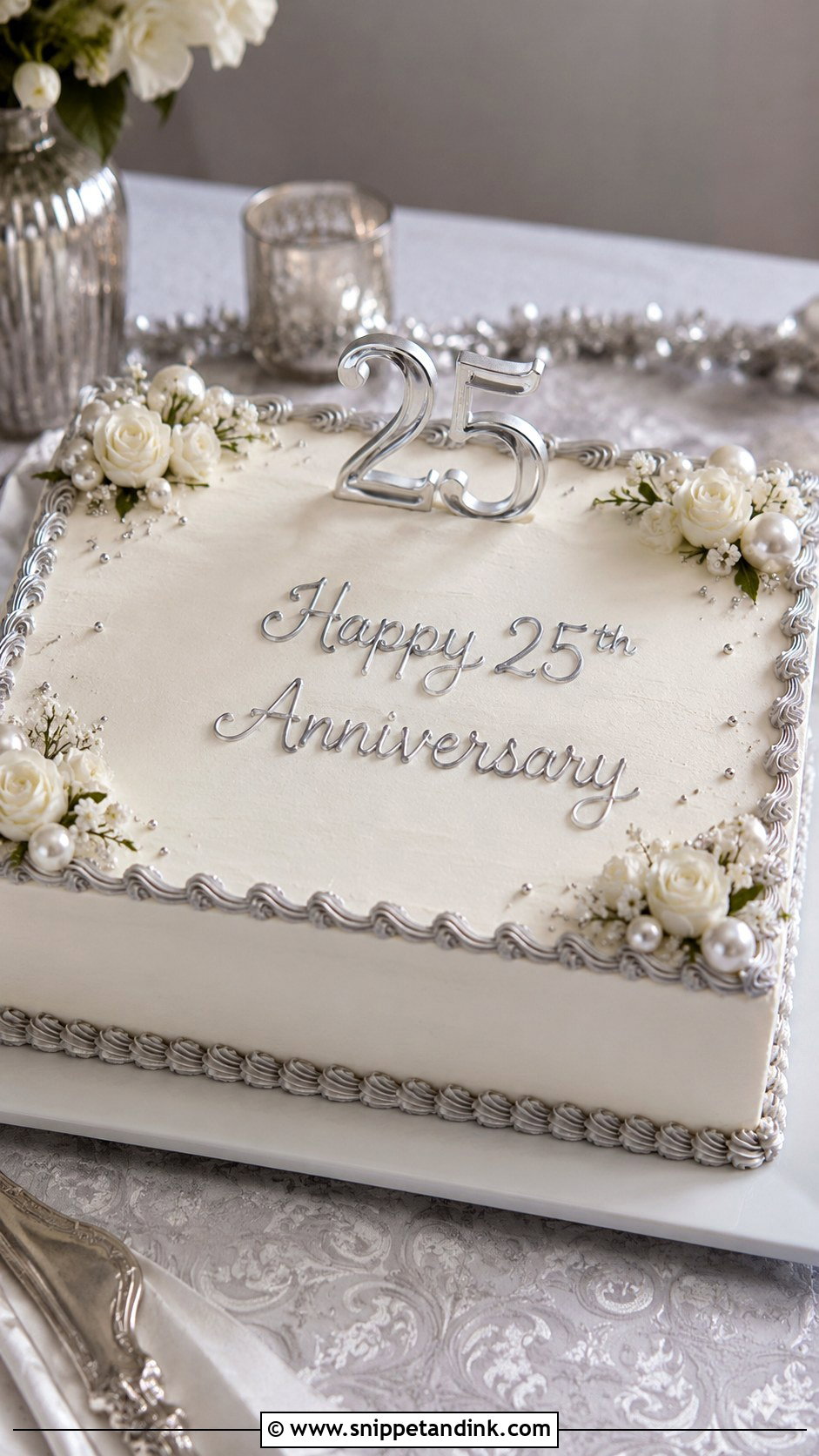 25th Anniversary Sheet Cake - Snippet and Ink - 20 25th Anniversary Cake Designs