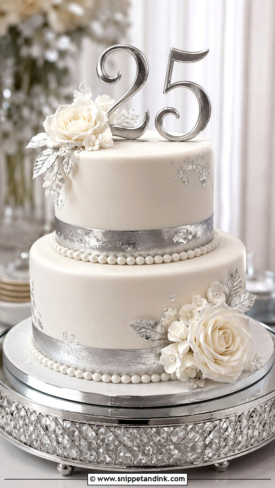 25th Anniversary Silver Cake - Snippet and Ink - 20 25th Anniversary Cake Designs
