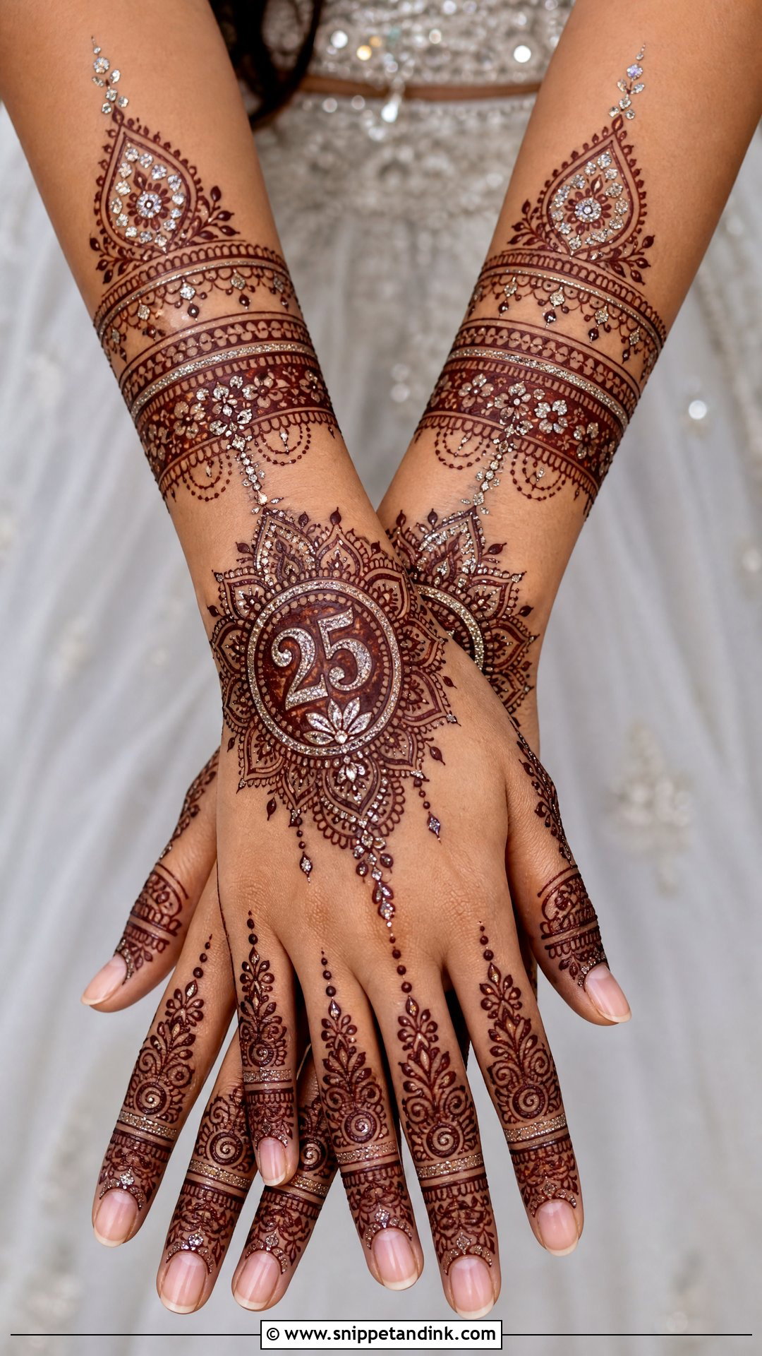 25th Anniversary Silver Theme Mehndi Design - Snippet and Ink - 20 25th Anniversary Mehndi Design Ideas