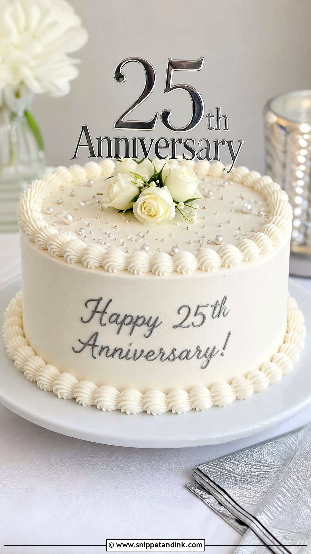 25th Anniversary Simple Cake - Snippet and Ink - 30 25th Anniversary Cake Ideas