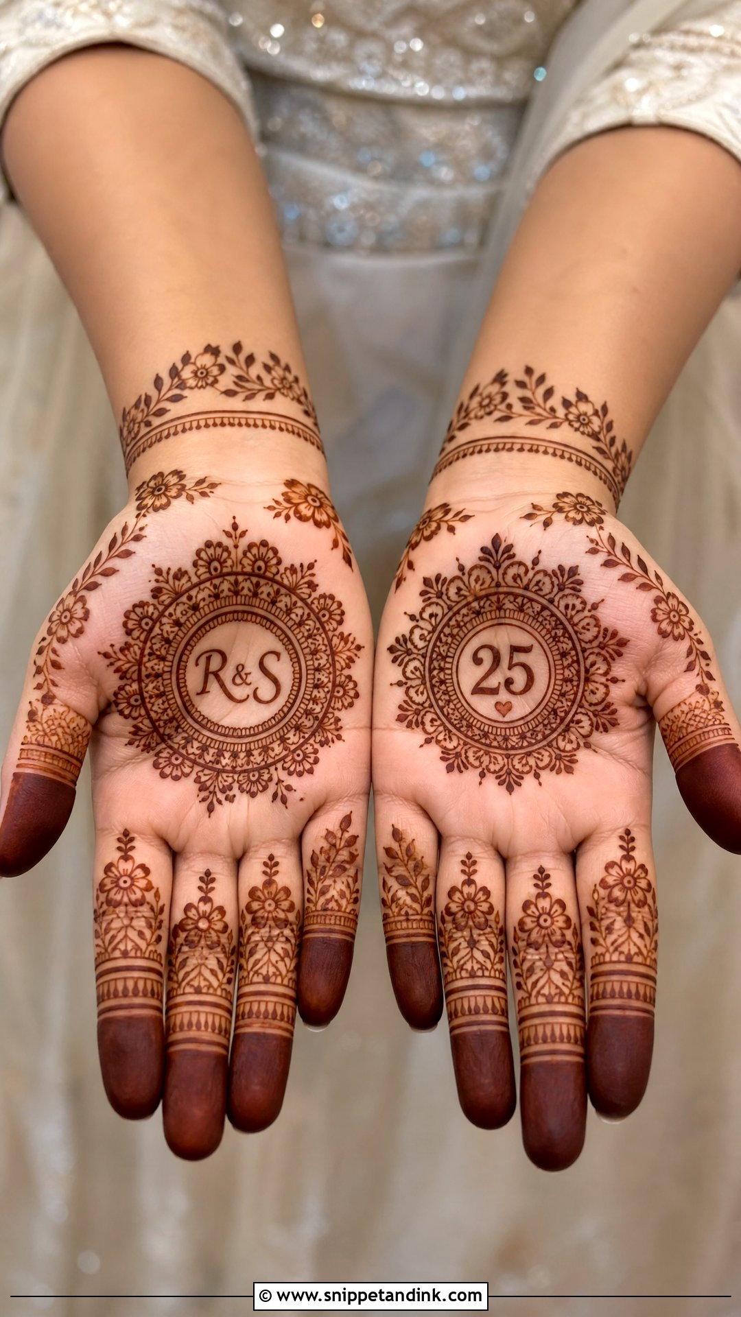 25th Anniversary Simple Front Hand Mehndi Design - Snippet and Ink - 20 25th Anniversary Mehndi Design Ideas