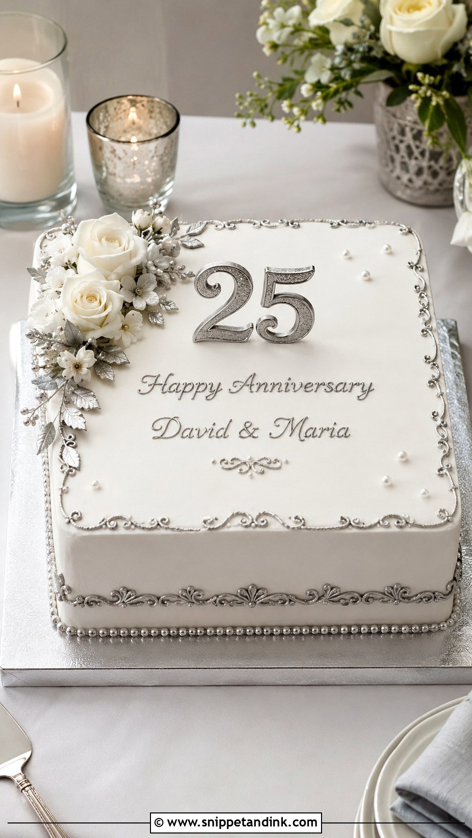 25th Anniversary Square Cake - Snippet and Ink - 20 25th Anniversary Cake Designs