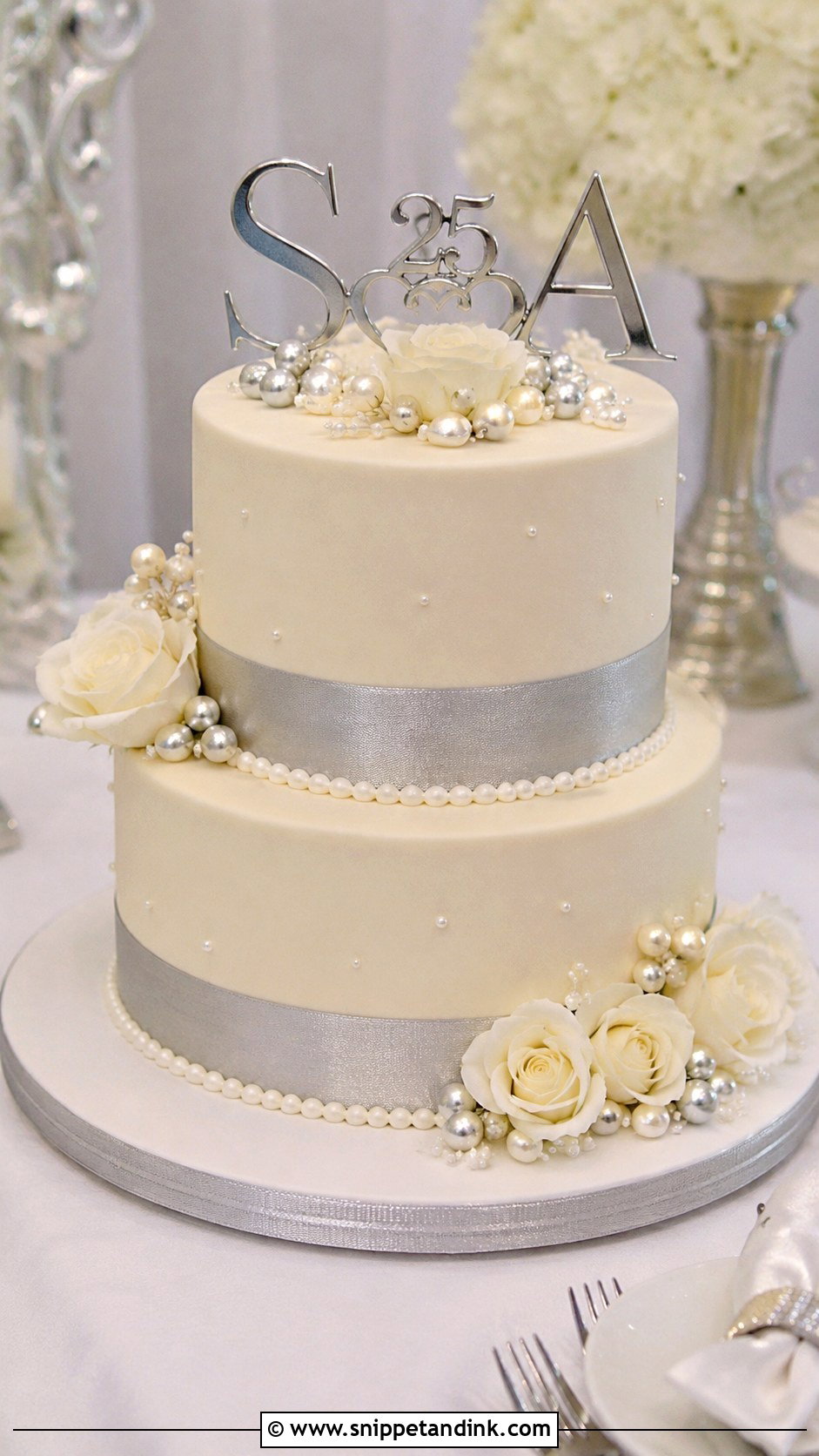 25th Anniversary Tiered Cake - Snippet and Ink - 20 Cakes for 25th Anniversary