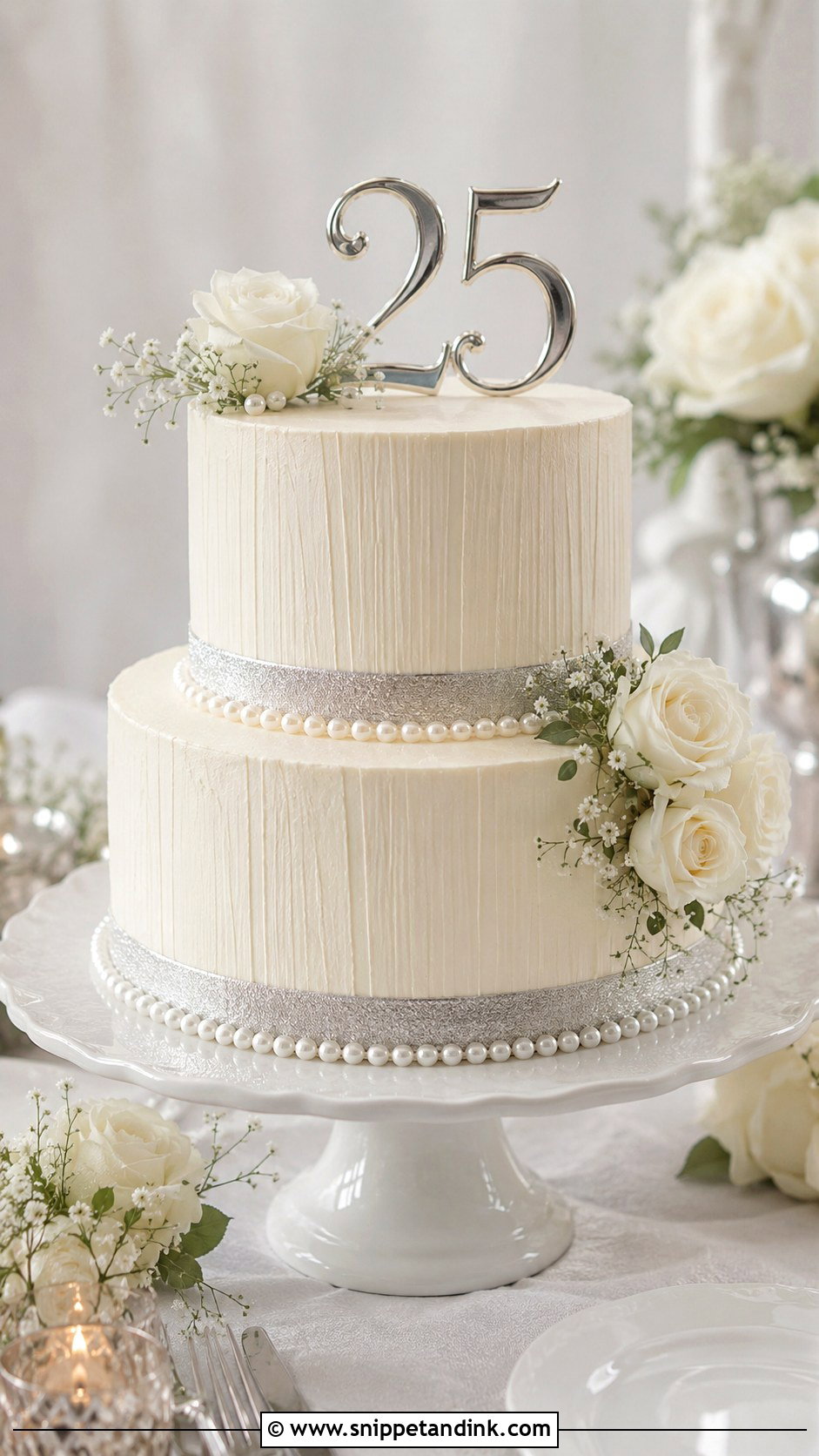 25th Anniversary Two Tier Cake - Snippet and Ink - 20 25th Anniversary Cake Designs
