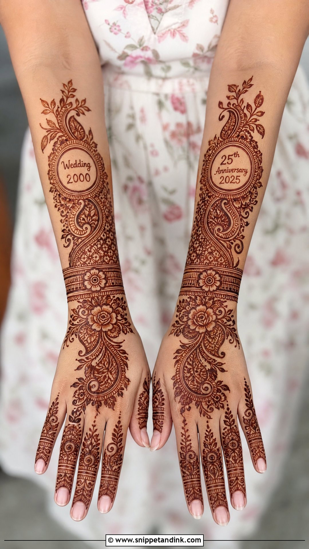 25th Anniversary Wrist To Forearm Mehndi Design - Snippet and Ink - 20 25th Anniversary Mehndi Design Ideas