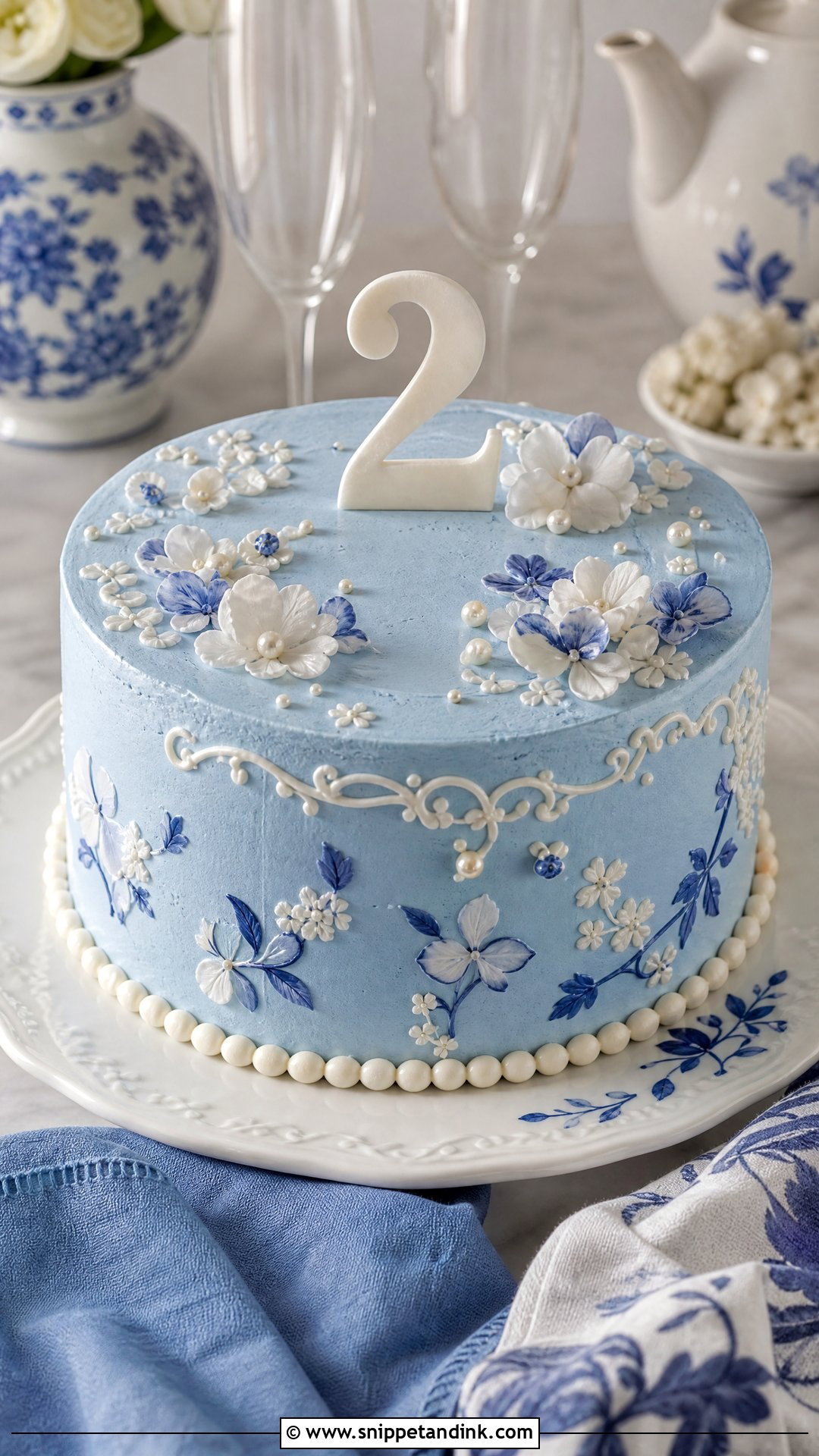 2nd Anniversary Blue Cake - Snippet and Ink - 30 2nd Anniversary Cake Ideas