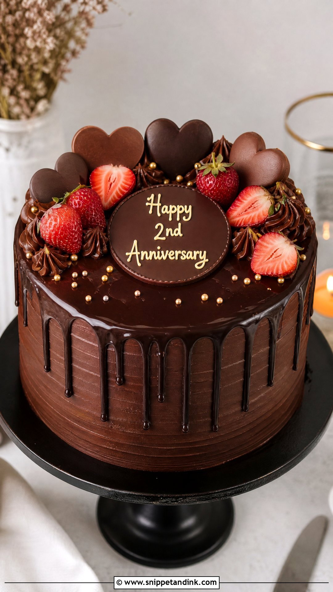 2nd Anniversary Chocolate Cake - Snippet and Ink - 30 2nd Anniversary Cake Ideas