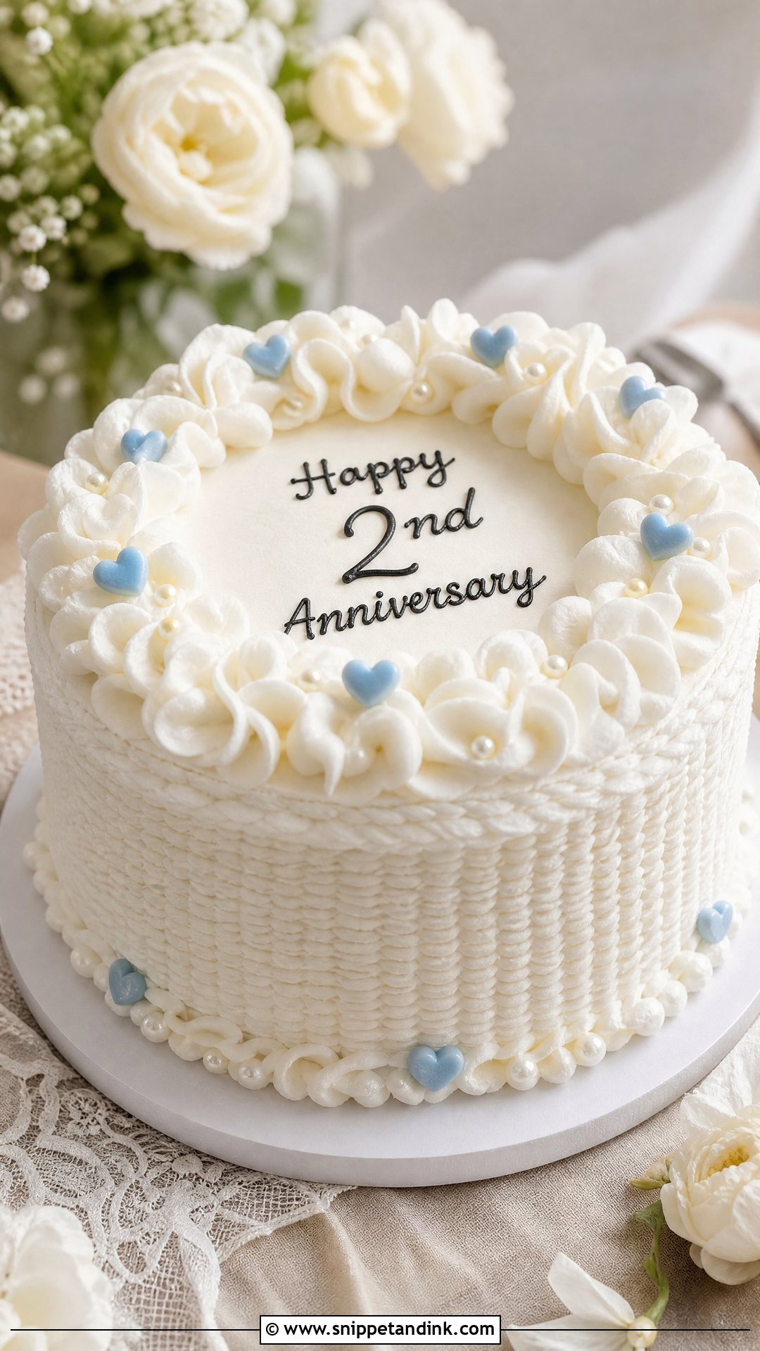 2nd Anniversary Cotton Cake - Snippet and Ink - 30 2nd Anniversary Cake Ideas