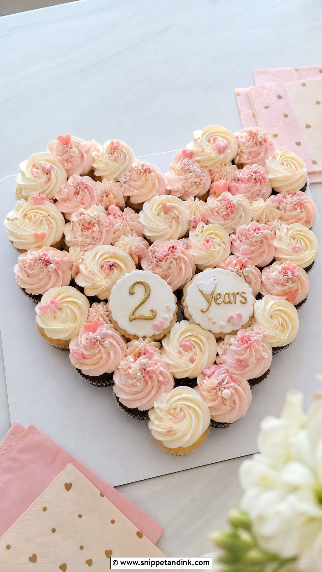 2nd Anniversary Cupcake Cake - Snippet and Ink - 30 2nd Anniversary Cake Ideas