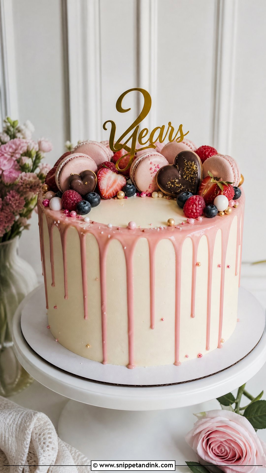 2nd Anniversary Drip Cake - Snippet and Ink - 30 2nd Anniversary Cake Ideas