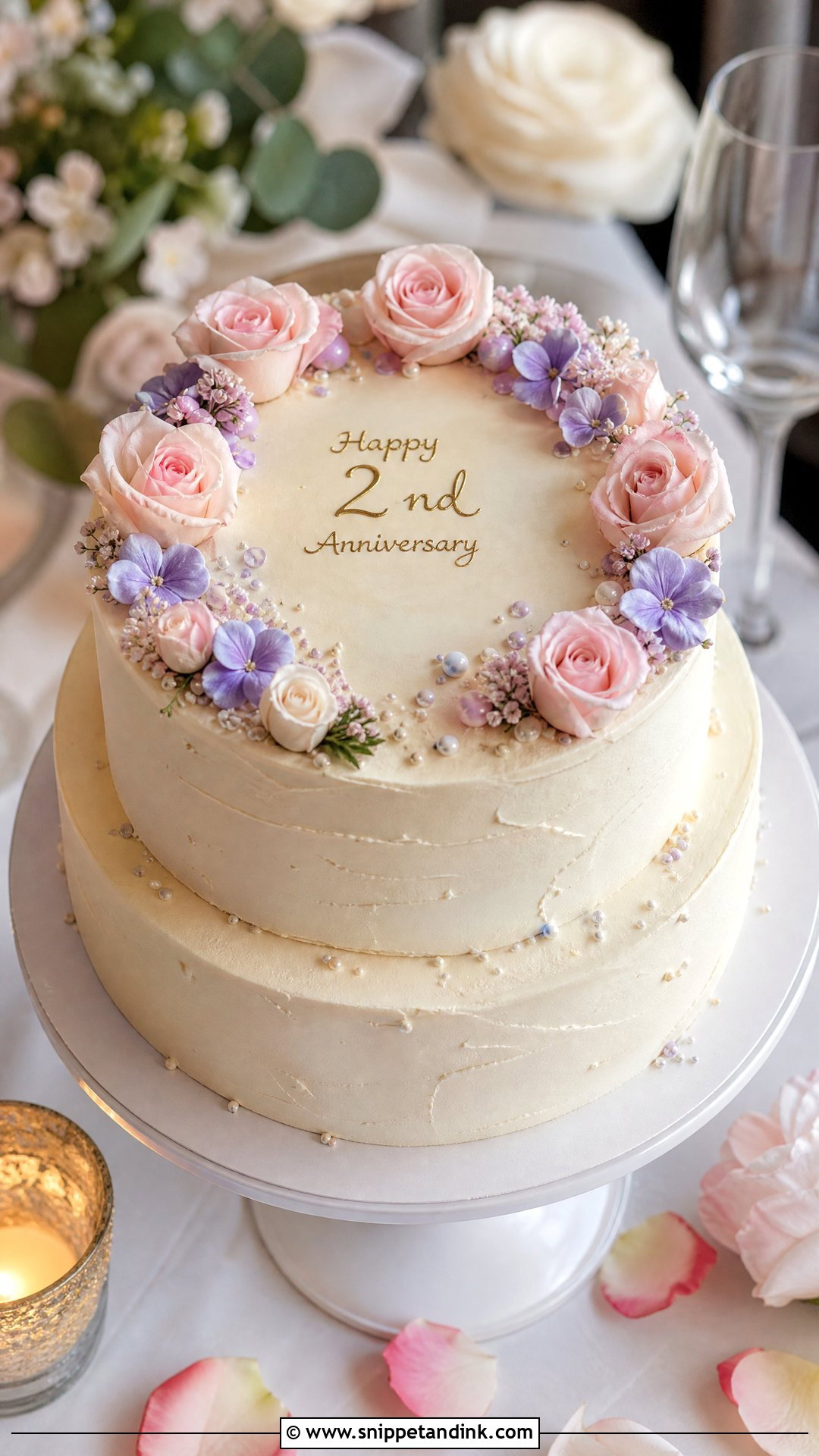 2nd Anniversary Floral Cake - Snippet and Ink - 30 2nd Anniversary Cake Ideas