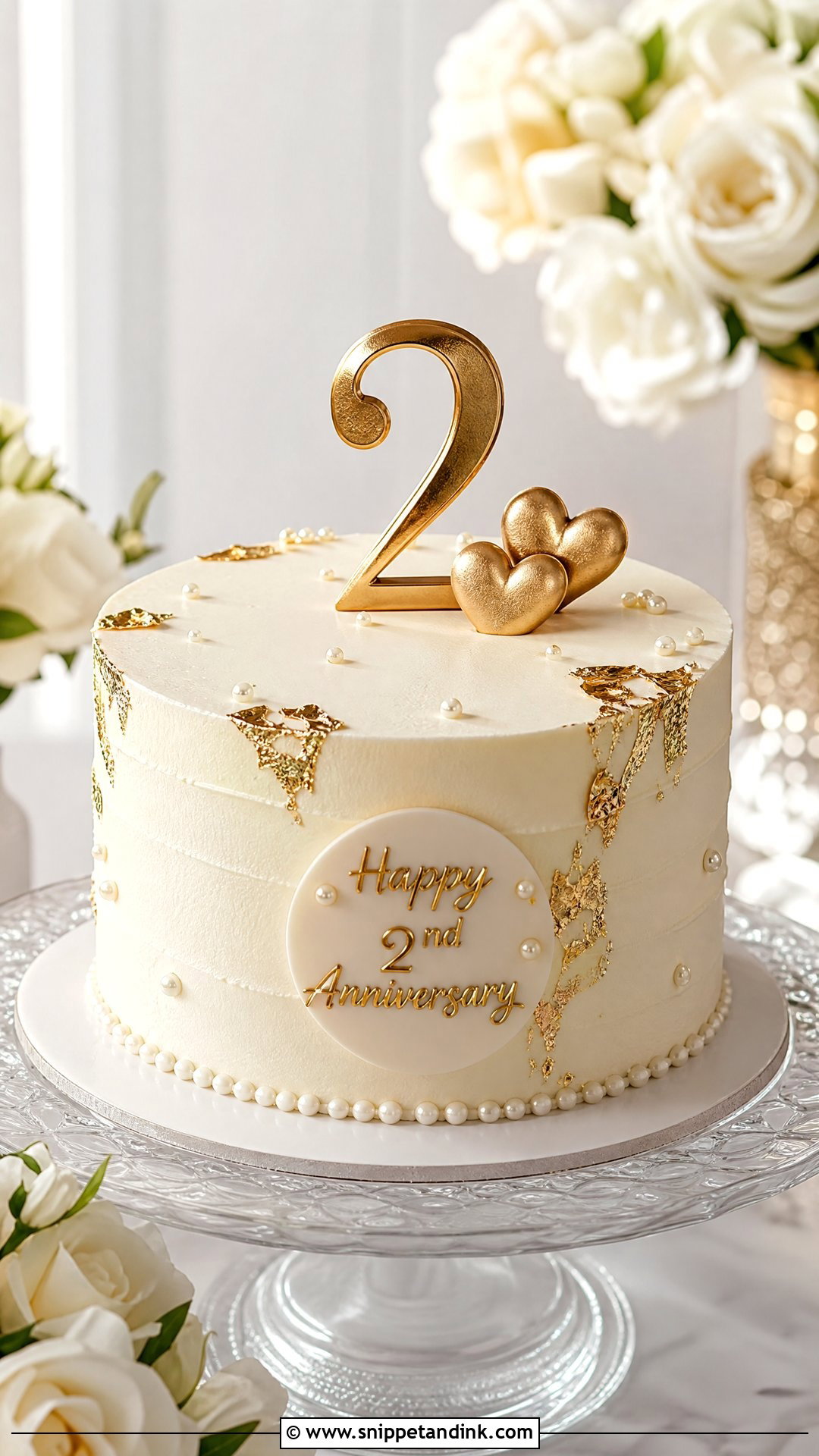 2nd Anniversary Gold Cake - Snippet and Ink - 30 2nd Anniversary Cake Ideas