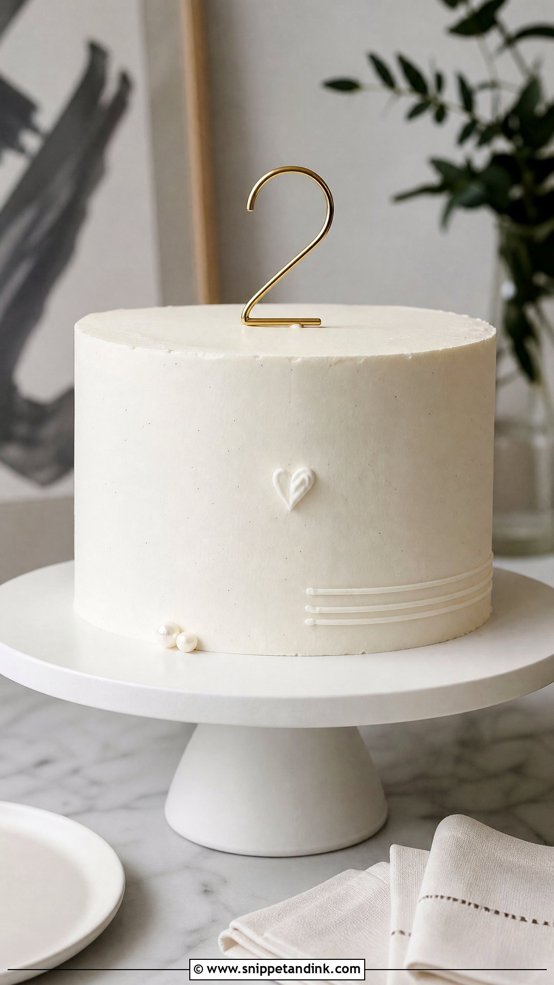 2nd Anniversary Minimalist Cake - Snippet and Ink - 30 2nd Anniversary Cake Ideas