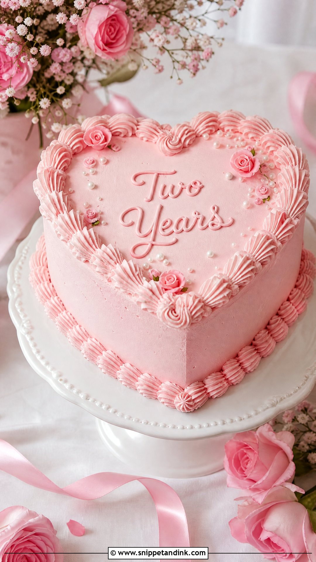 2nd Anniversary Pink Cake - Snippet and Ink - 30 2nd Anniversary Cake Ideas