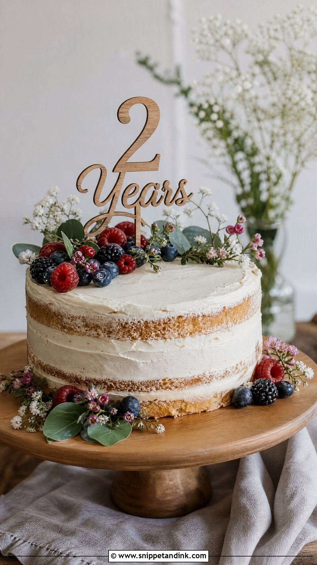 2nd Anniversary Rustic Cake - Snippet and Ink - 30 2nd Anniversary Cake Ideas
