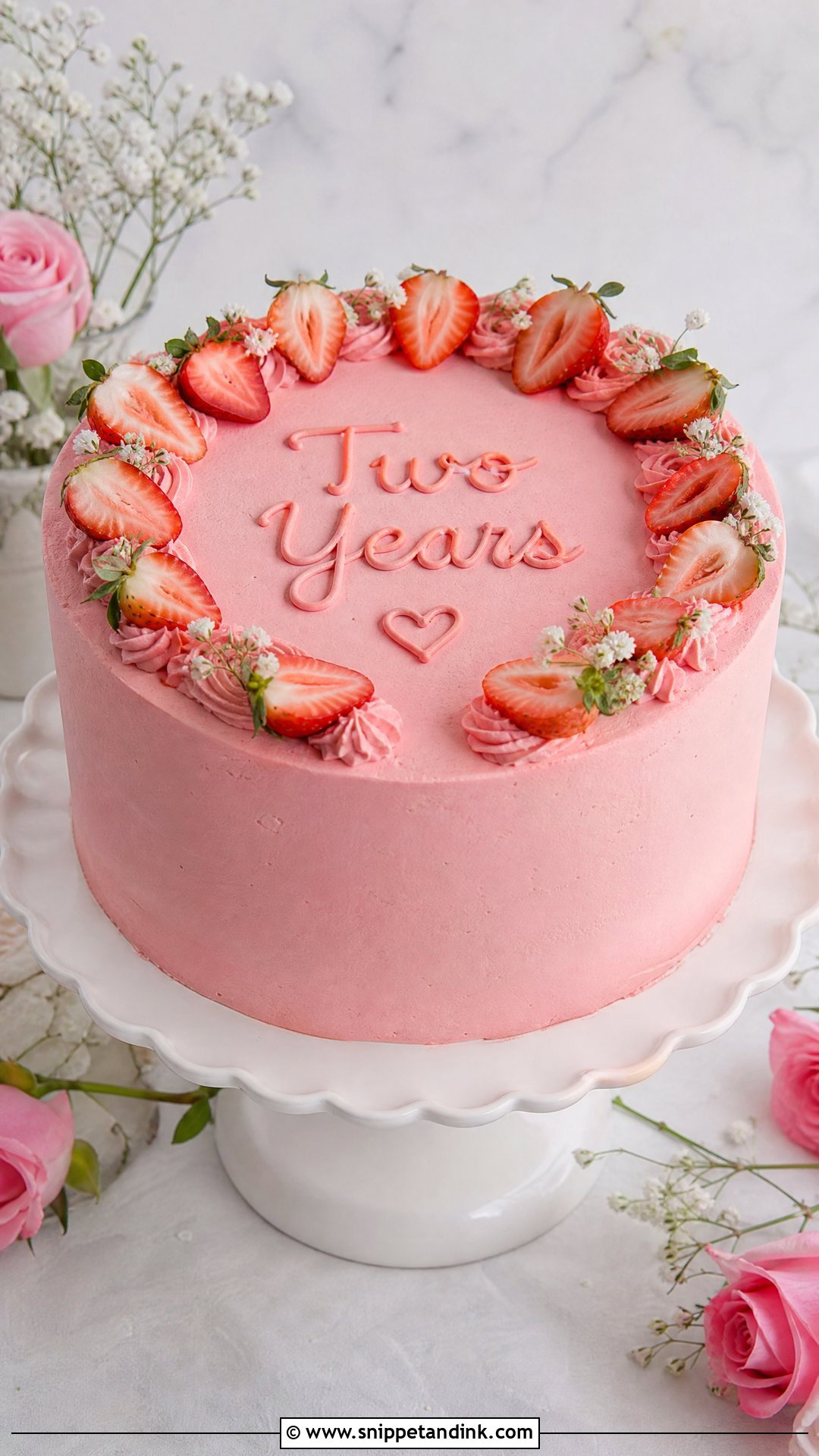 2nd Anniversary Strawberry Cake - Snippet and Ink - 30 2nd Anniversary Cake Ideas