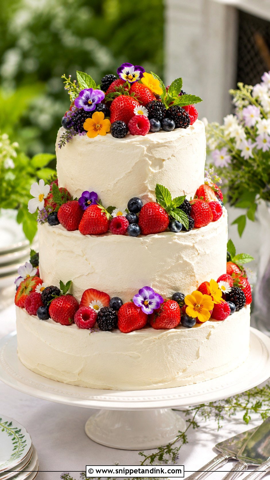3 Tier Anniversary Cake With Fresh Berries - Snippet and Ink - 20 3 Tier Anniversary Cake Ideas