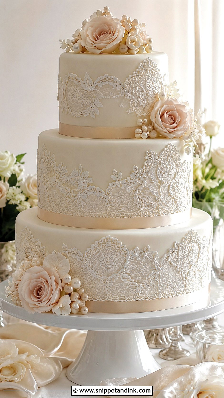 3 Tier Anniversary Cake With Lace - Snippet and Ink - 20 3 Tier Anniversary Cake Ideas