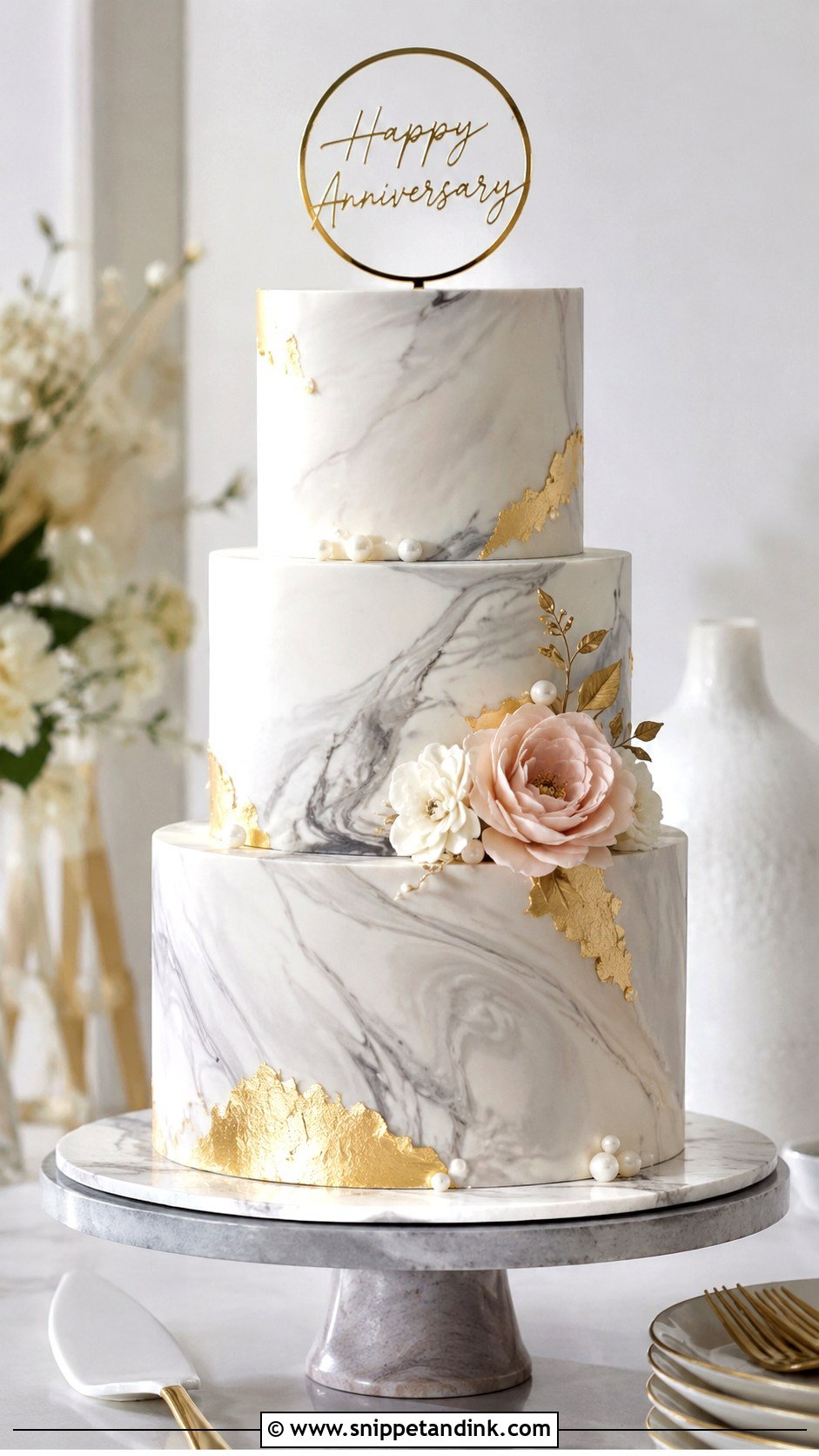 3 Tier Anniversary Cake With Marble Frosting - Snippet and Ink - 20 3 Tier Anniversary Cake Ideas
