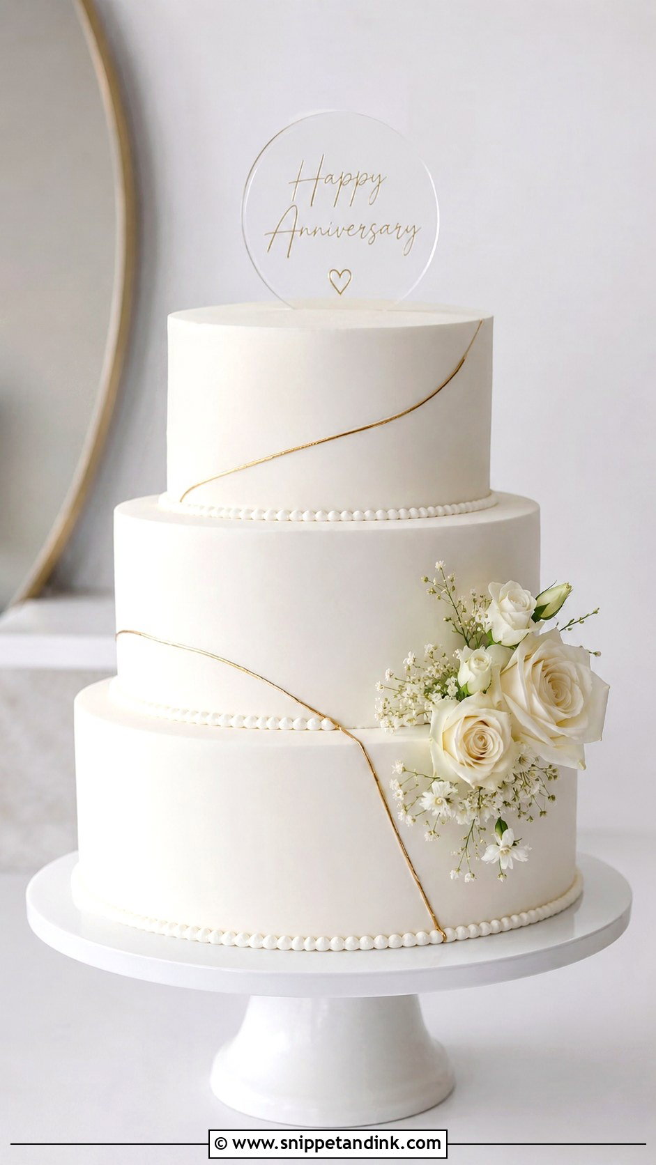 3 Tier Anniversary Cake With Minimalist White Frosting - Snippet and Ink - 20 3 Tier Anniversary Cake Ideas