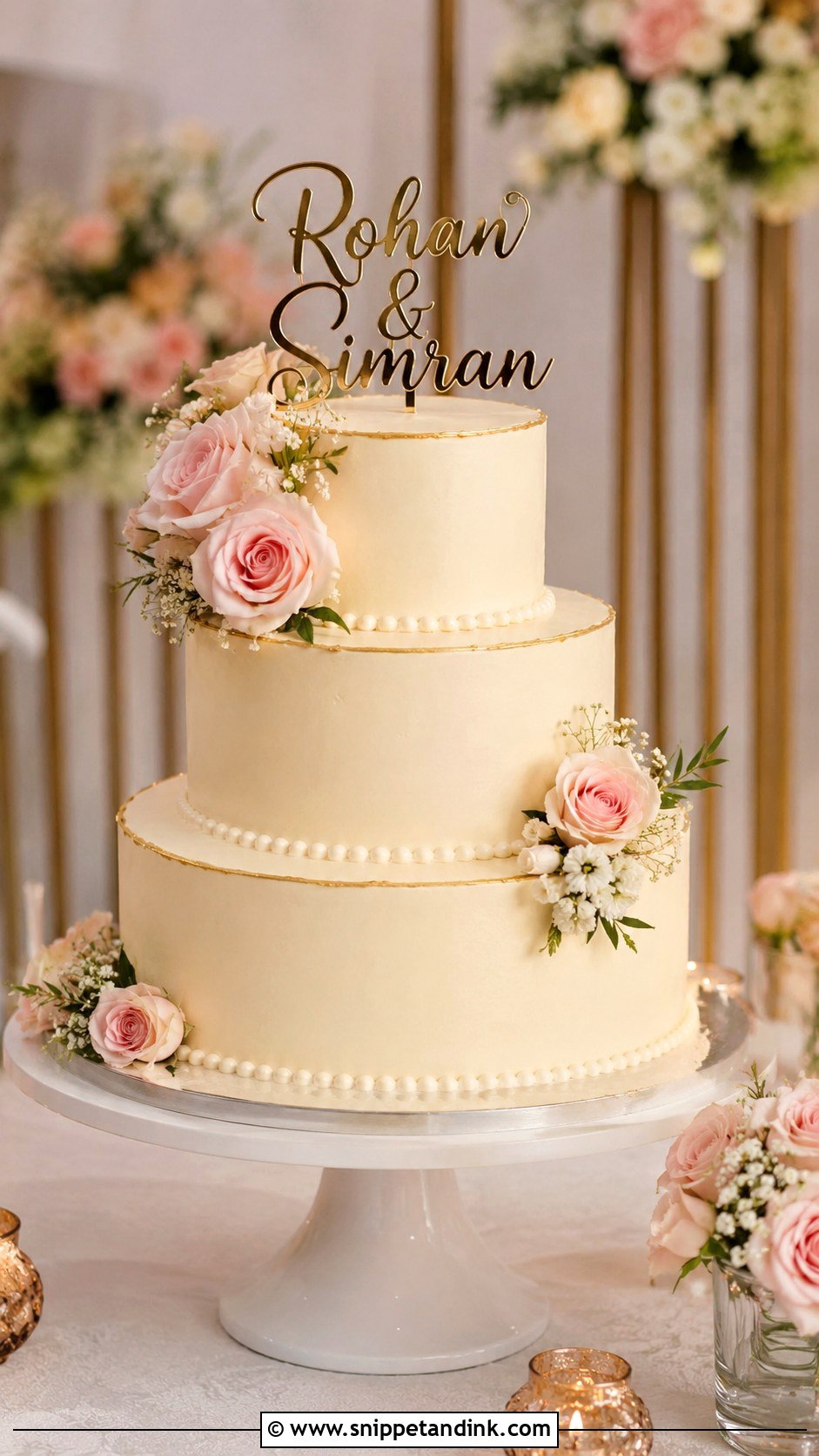 3 Tier Anniversary Cake With Name Topper - Snippet and Ink - 20 3 Tier Anniversary Cake Ideas