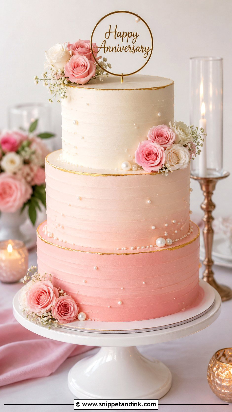 3 Tier Anniversary Cake With Ombre Frosting - Snippet and Ink - 20 3 Tier Anniversary Cake Ideas