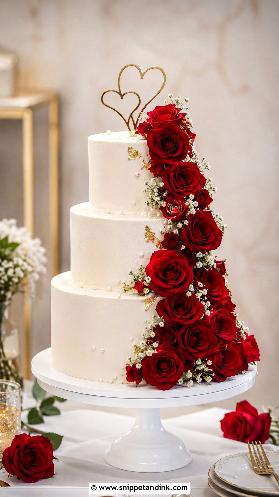 3 Tier Anniversary Cake With Red Roses - Snippet and Ink - 20 3 Tier Anniversary Cake Ideas