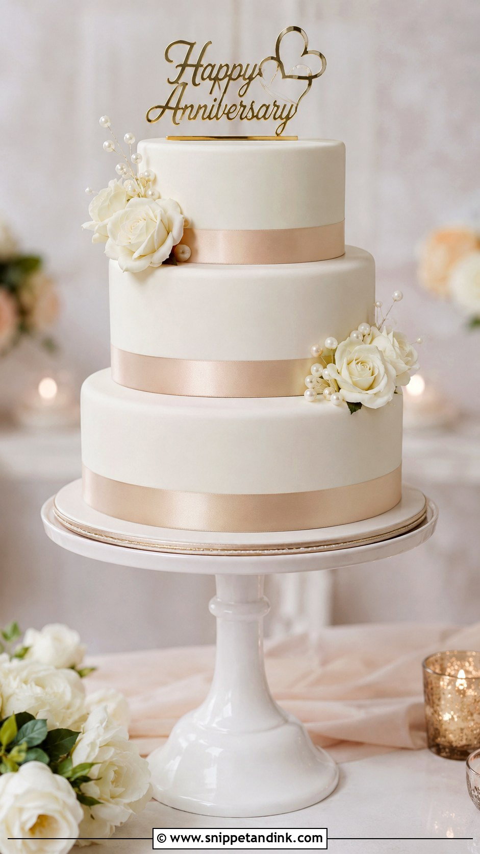 3 Tier Anniversary Cake With Ribbon - Snippet and Ink - 20 3 Tier Anniversary Cake Ideas