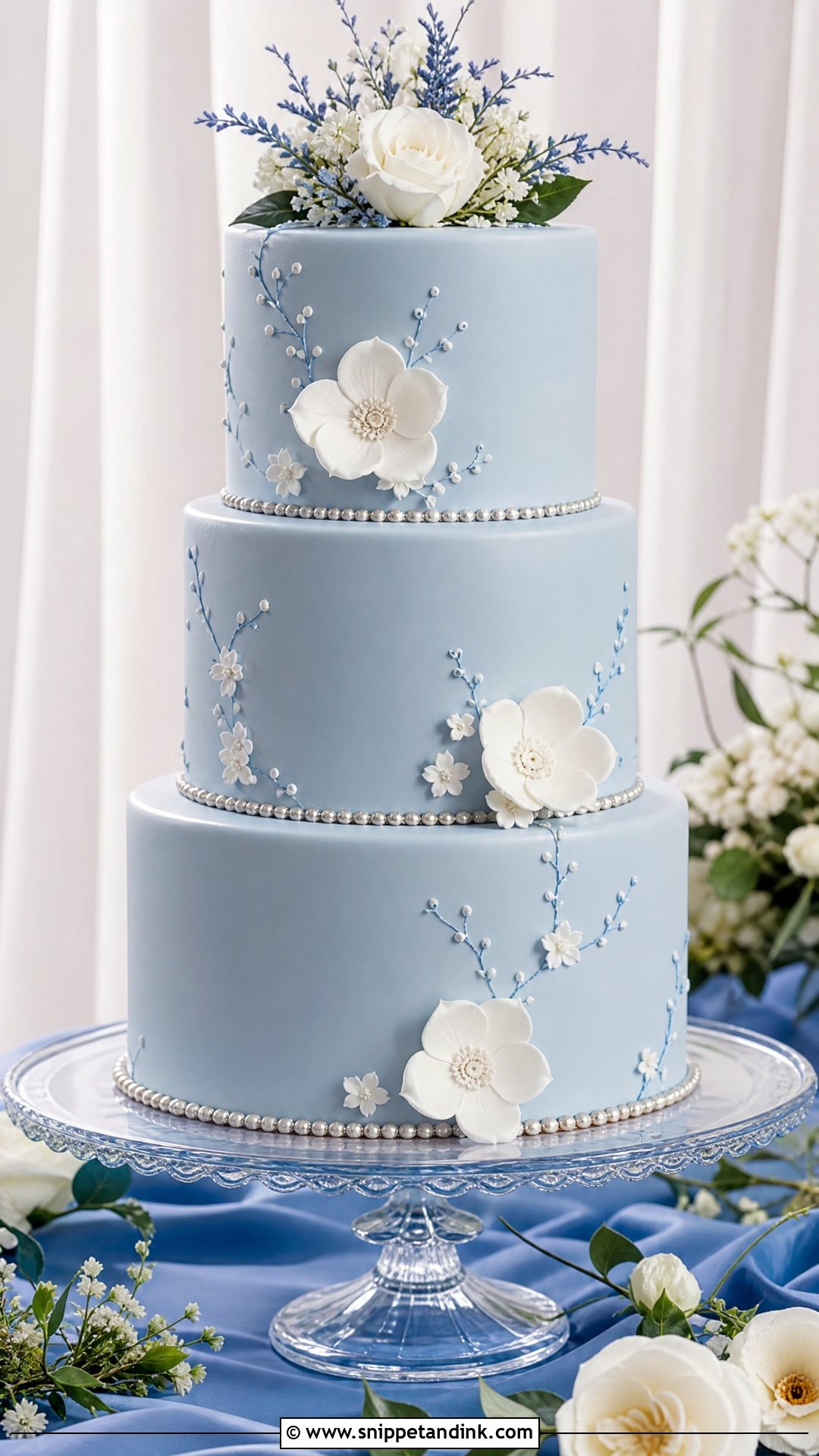 3 Tier Blue Wedding Cake - Snippet and Ink - 30 3 Tier Cake Ideas for Wedding