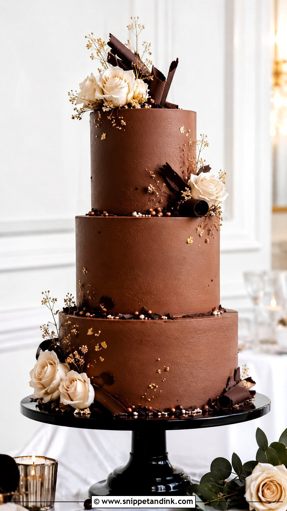 3 Tier Chocolate Espresso Wedding Cake - Snippet and Ink - 20 3 Tier Chocolate Cake Ideas for Wedding