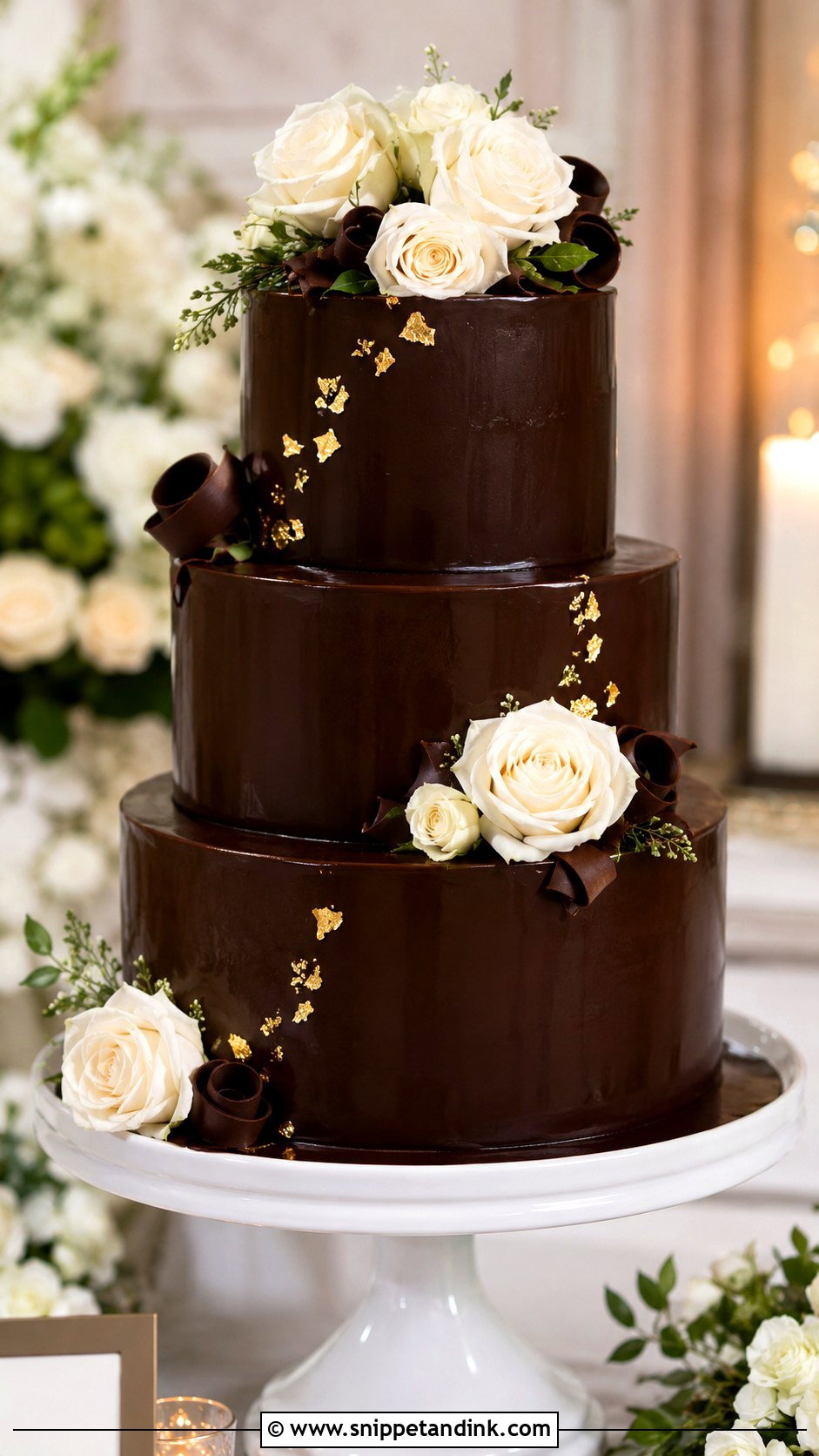 3 Tier Chocolate Ganache Wedding Cake - Snippet and Ink - 20 3 Tier Chocolate Cake Ideas for Wedding