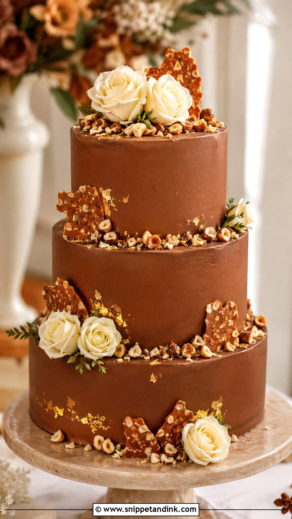 3 Tier Chocolate Hazelnut Wedding Cake - Snippet and Ink - 20 3 Tier Chocolate Cake Ideas for Wedding