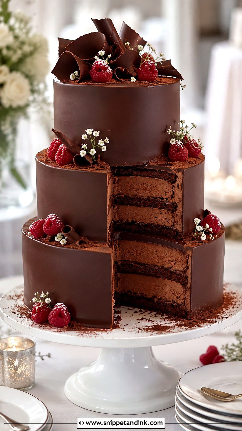 3 Tier Chocolate Mousse Wedding Cake - Snippet and Ink - 20 3 Tier Chocolate Cake Ideas for Wedding