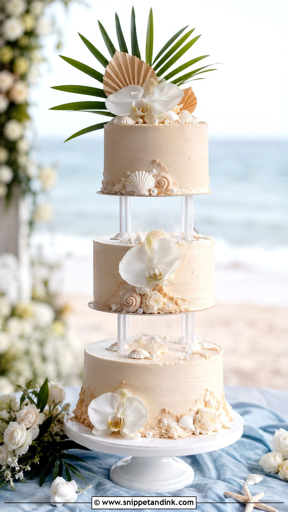 3 Tier Floating Beach Wedding Cake - Snippet and Ink - 20 3 Tier Floating Wedding Cake Ideas