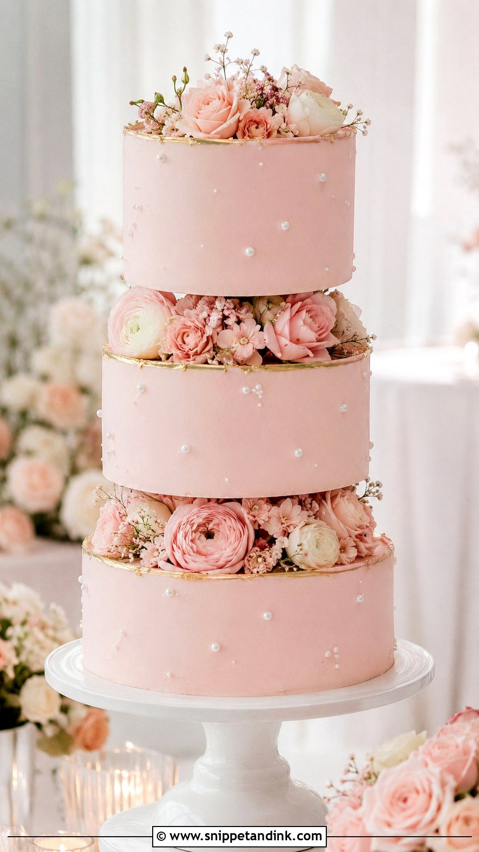 3 Tier Floating Blush Wedding Cake - Snippet and Ink - 20 3 Tier Floating Wedding Cake Ideas
