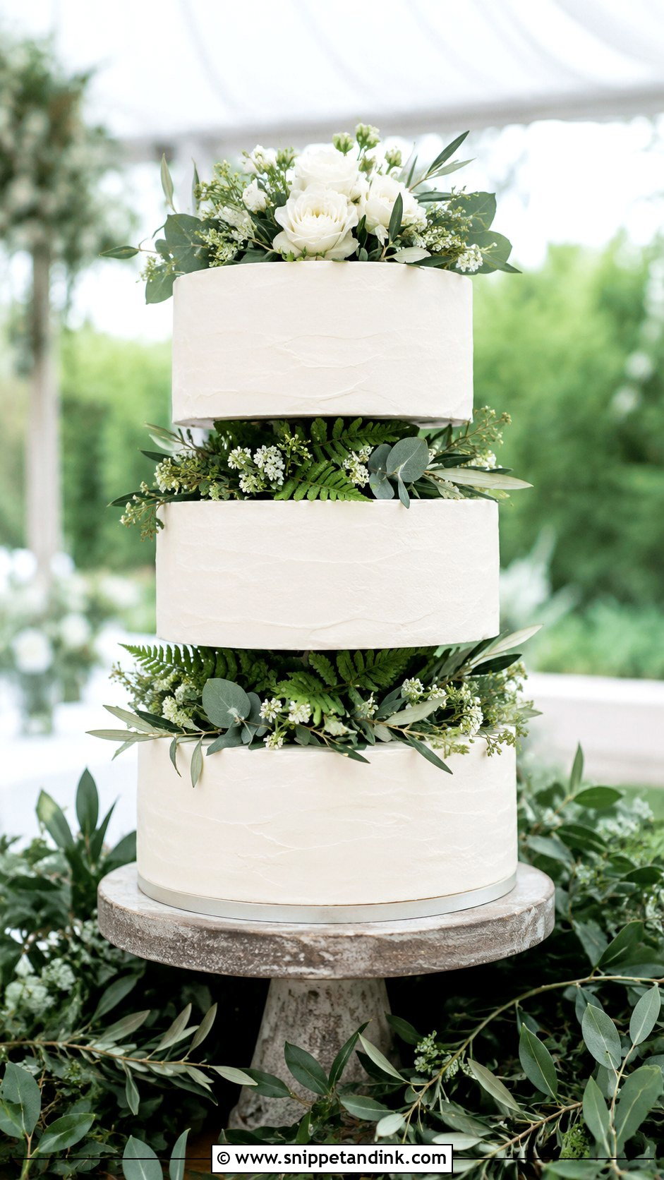3 Tier Floating Greenery Wedding Cake - Snippet and Ink - 20 3 Tier Floating Wedding Cake Ideas