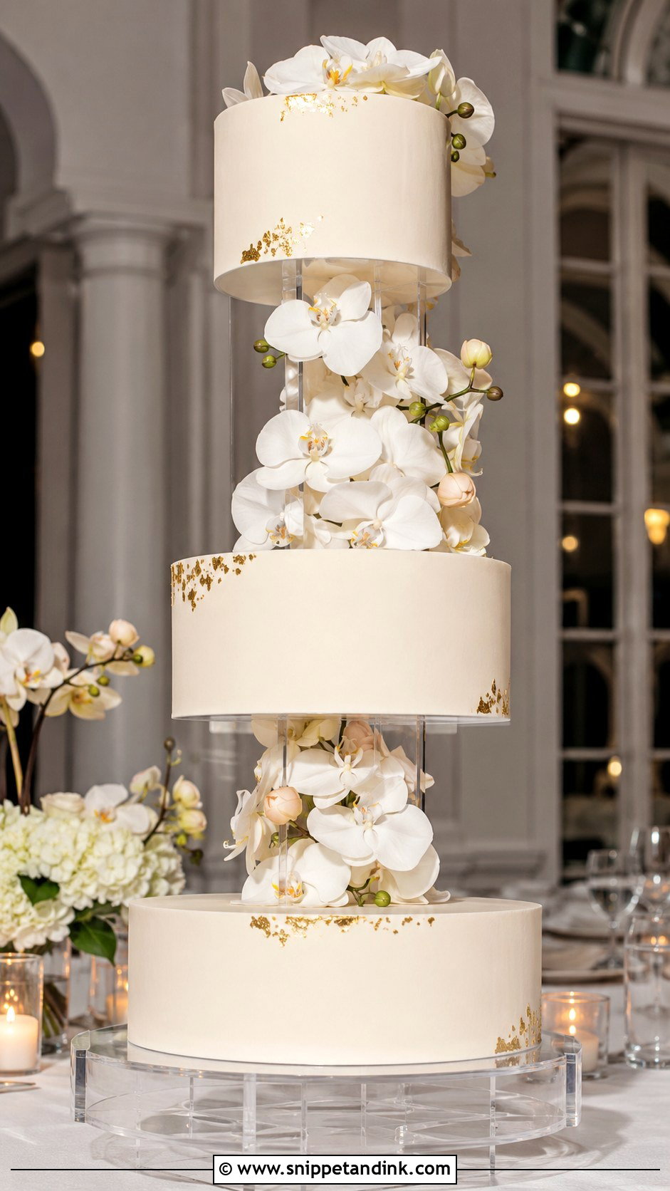 3 Tier Floating Orchid Wedding Cake - Snippet and Ink - 20 3 Tier Floating Wedding Cake Ideas