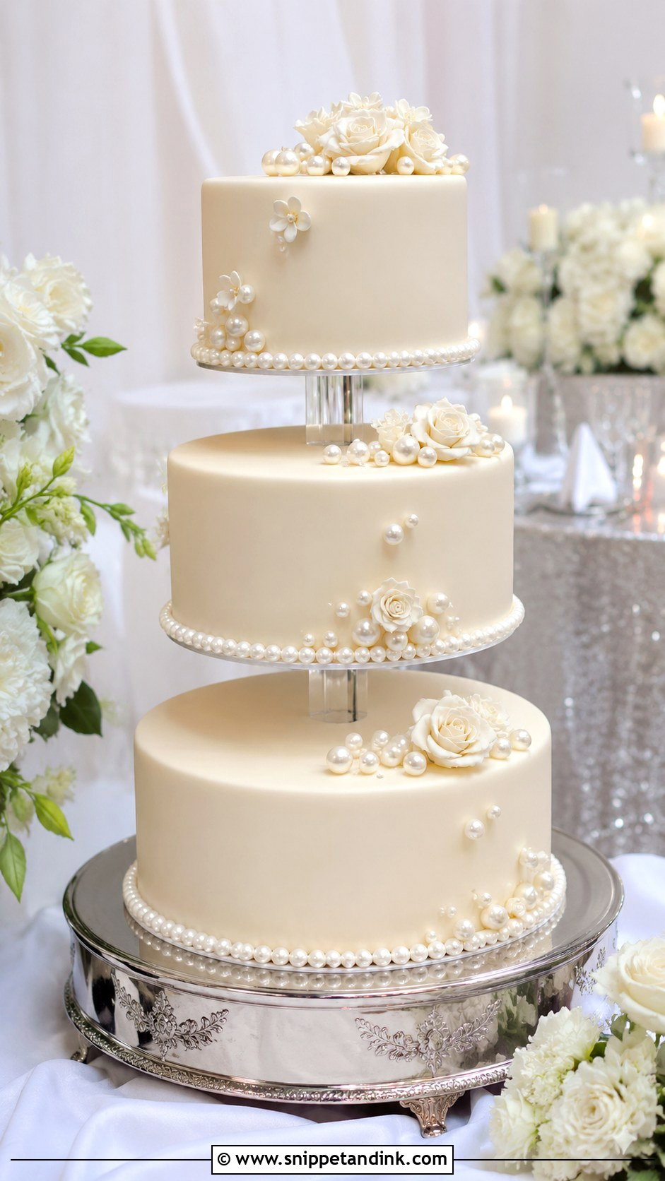 3 Tier Floating Pearl Wedding Cake - Snippet and Ink - 20 3 Tier Floating Wedding Cake Ideas