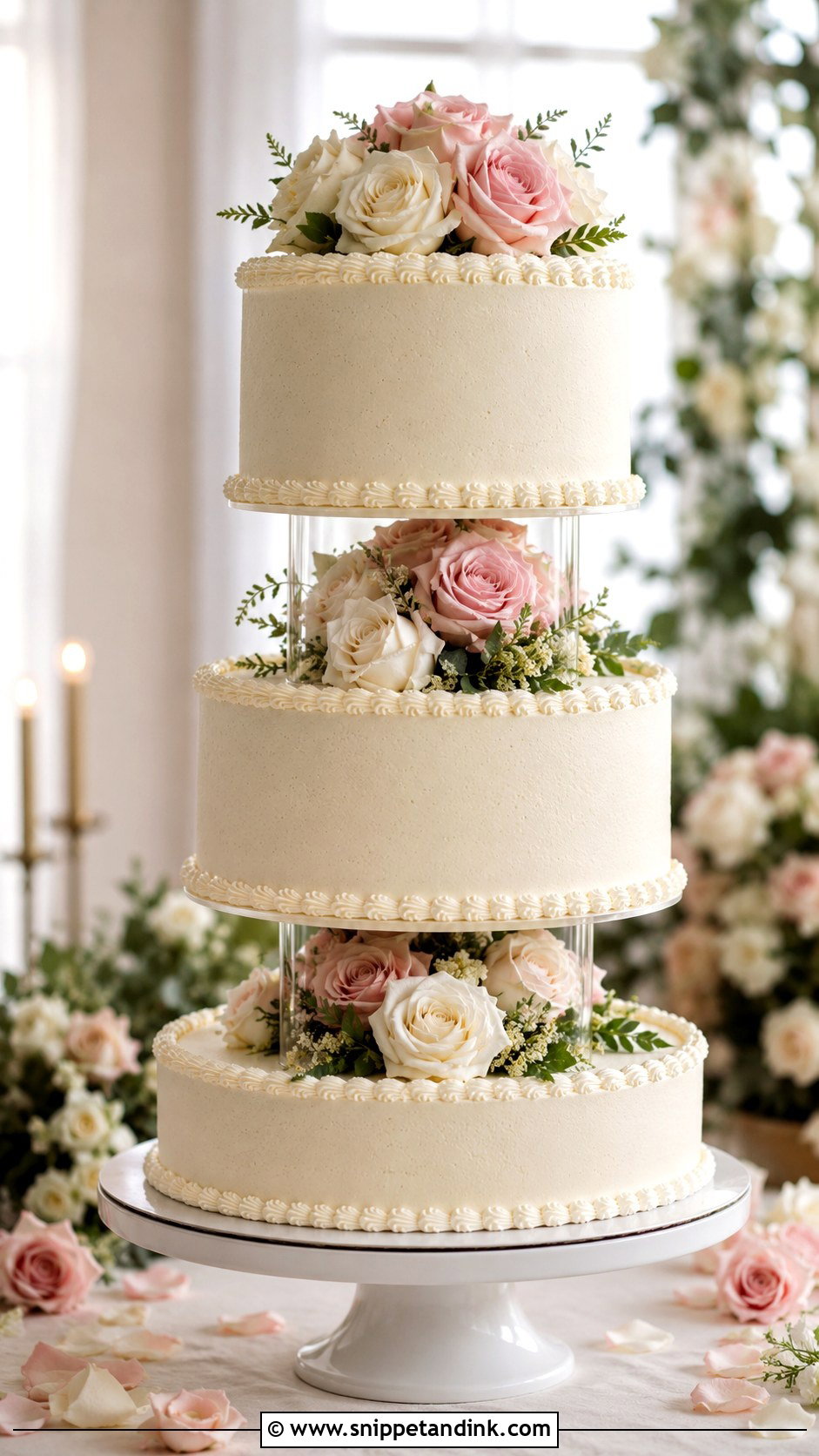 3 Tier Floating Rose Wedding Cake - Snippet and Ink - 20 3 Tier Floating Wedding Cake Ideas