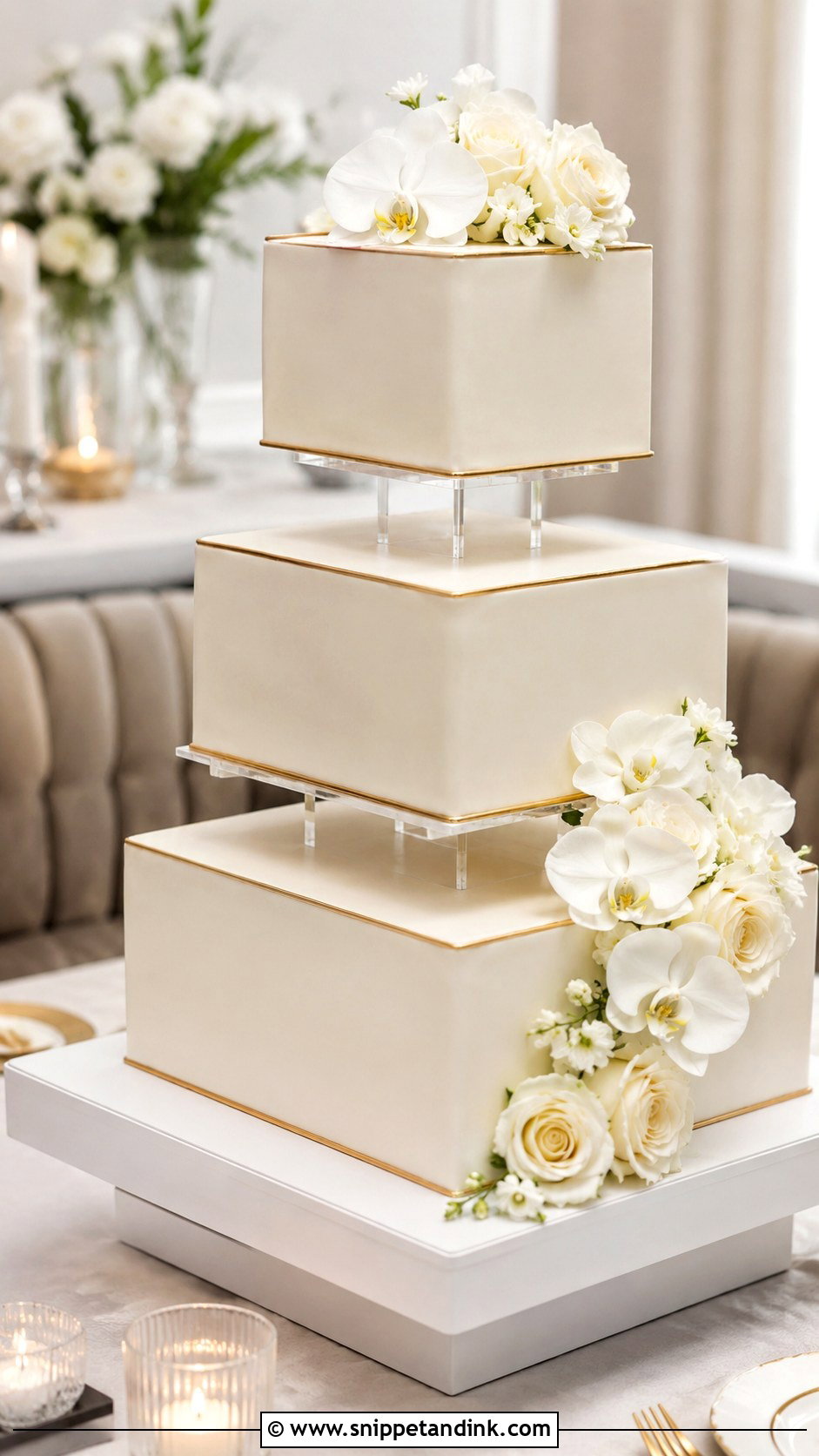 3 Tier Floating Square Wedding Cake - Snippet and Ink - 20 3 Tier Floating Wedding Cake Ideas